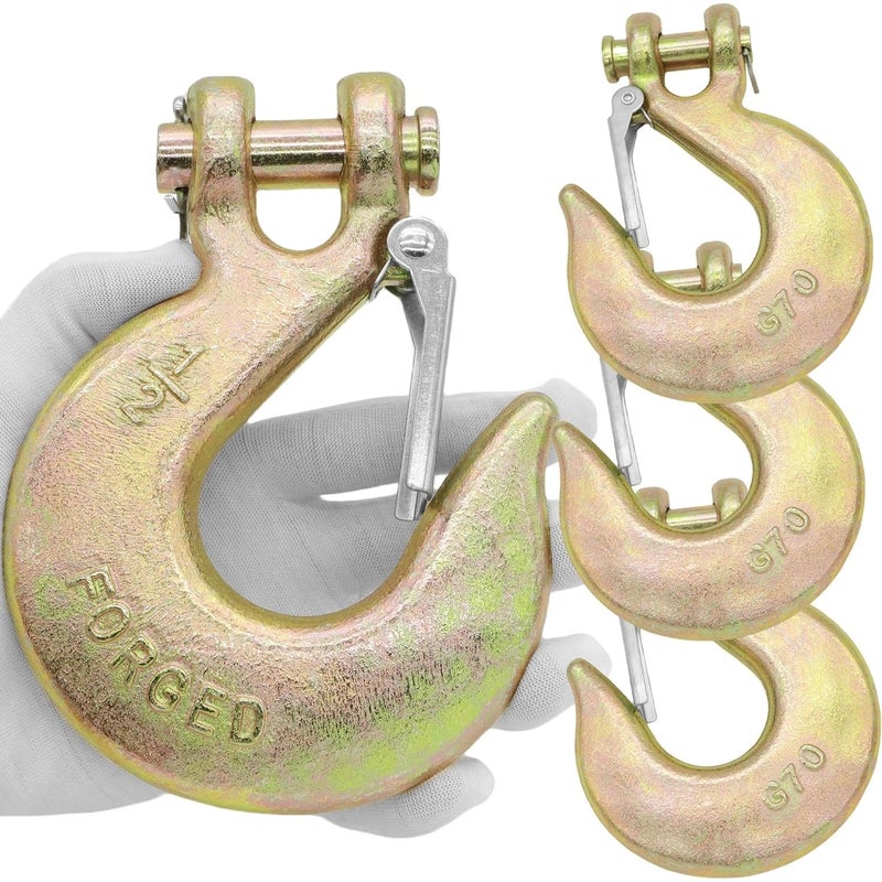 Terixe 1/2 in Clevis Slip Hook with Safety Latch 4 Pack - 22000LBS Capacity Heavy Duty Trailer Chain Hooks for Lifting, Winching, Towing & Industrial Use - Image 1